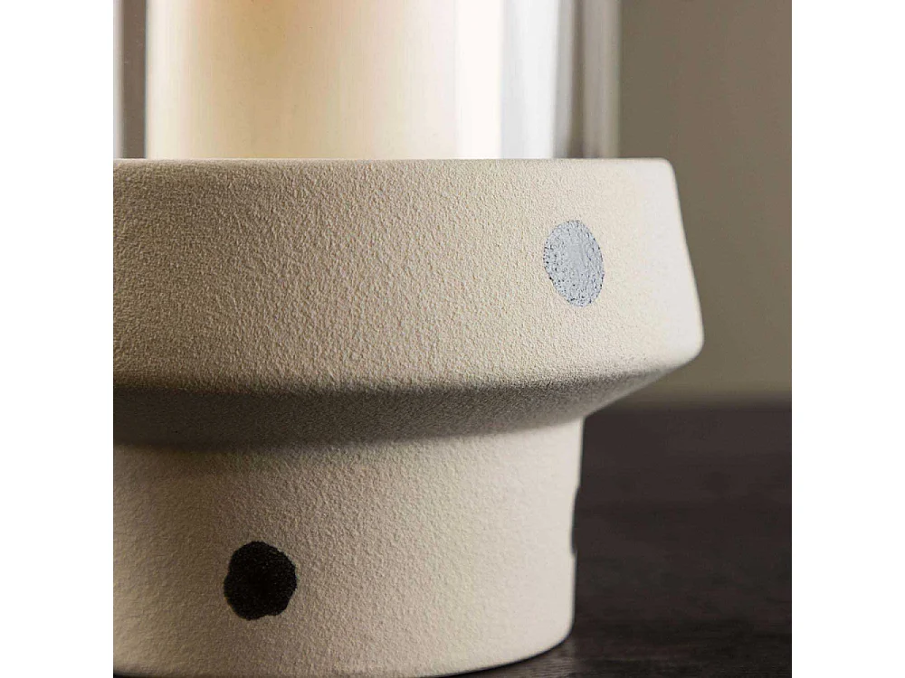 Lanterne en Verre "Davida" 29cm Blanc & Noir