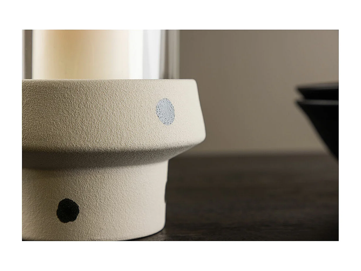 Lanterne en Verre "Davida" 29cm Blanc & Noir