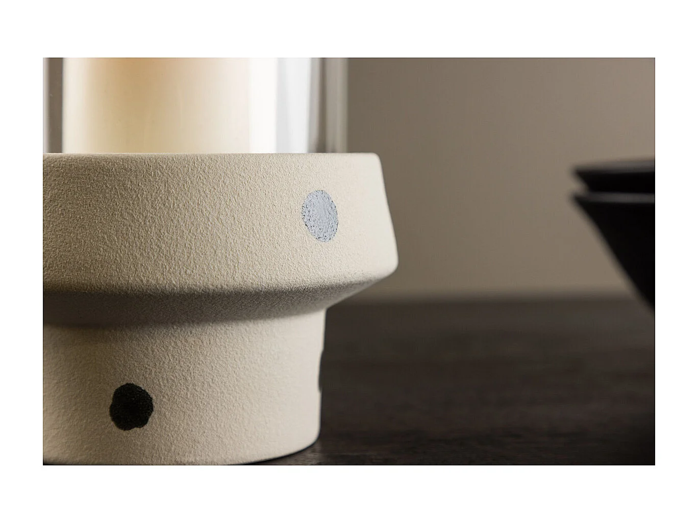 Lanterne en Verre "Davida" 29cm Blanc & Noir