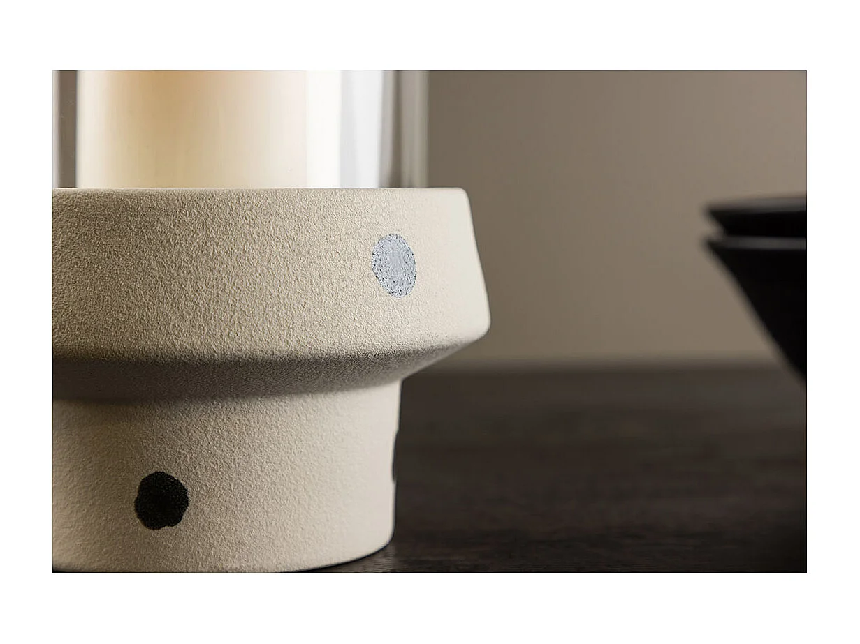 Lanterne en Verre "Davida" 29cm Blanc & Noir