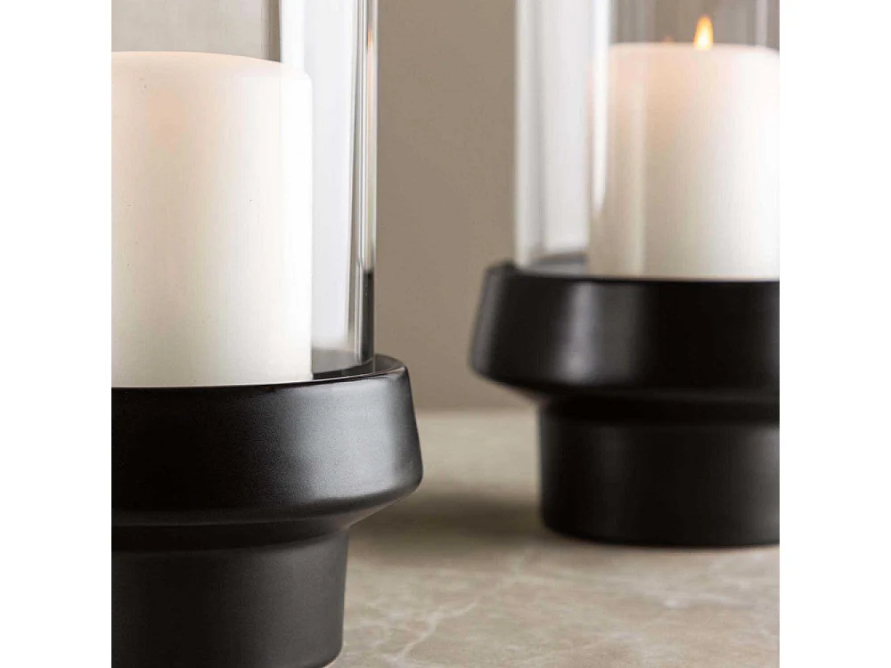 Davida waxinelichthouder zwart.