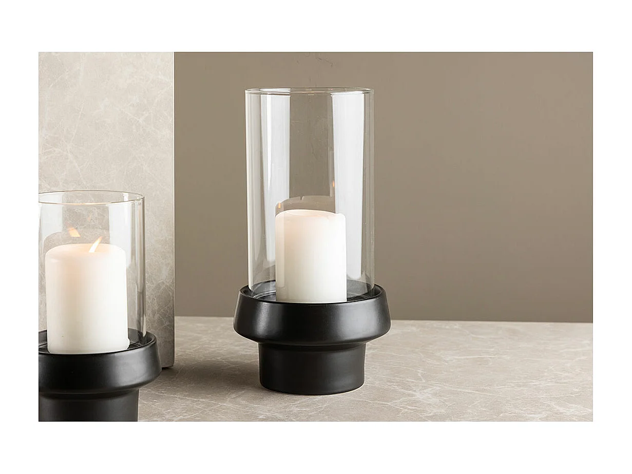 Lanterne en Verre "Davida" 29cm Noir