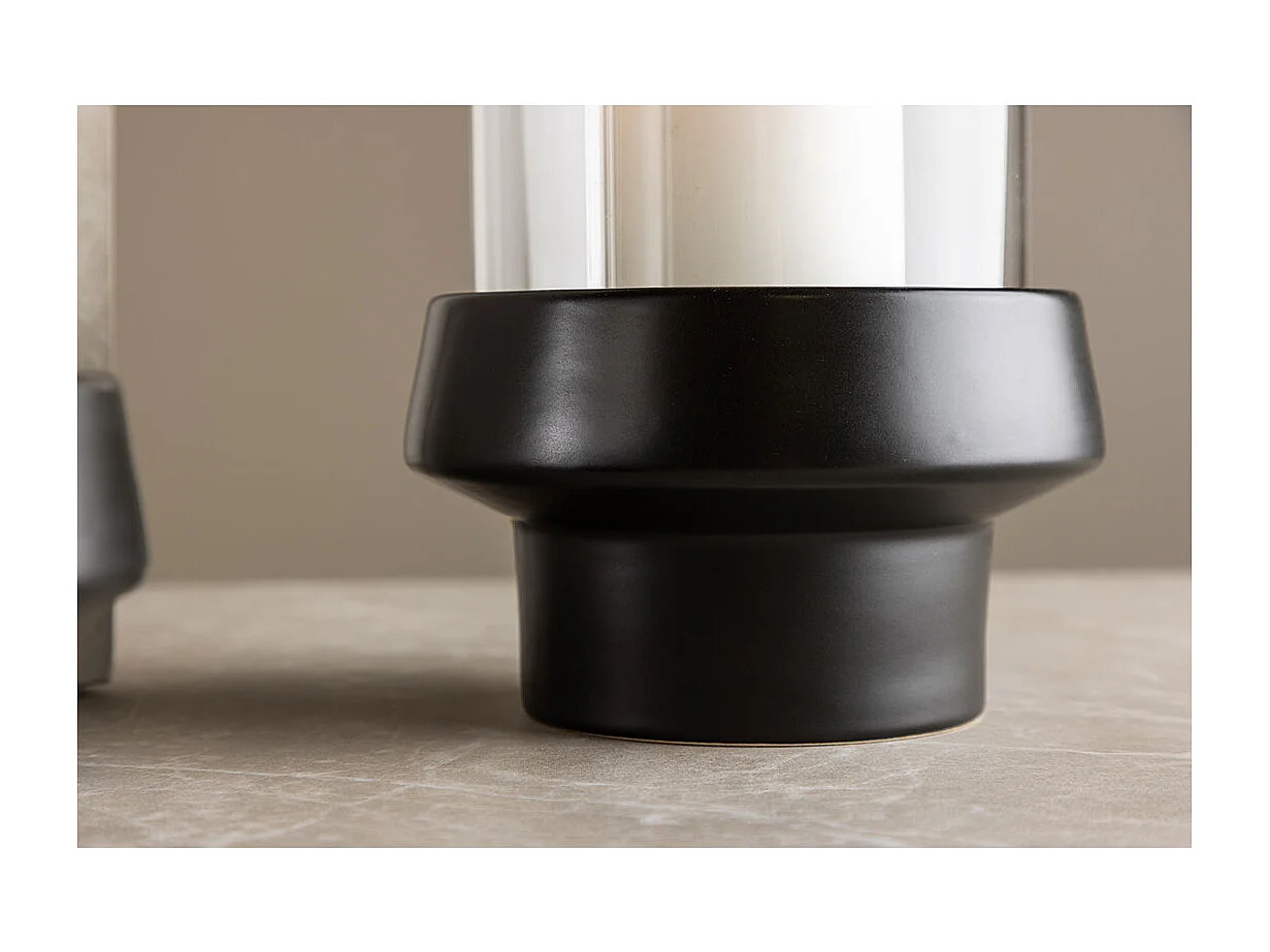 Lanterne en Verre "Davida" 29cm Noir