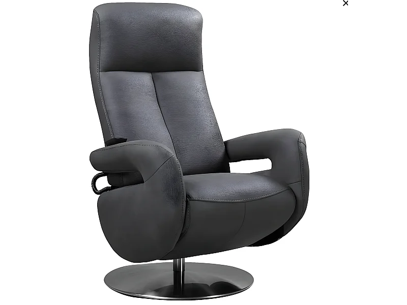 Fauteuil de relaxation électrique 2 moteurs en cuir avec têtière réglable Balbo-Couleur Gris foncé