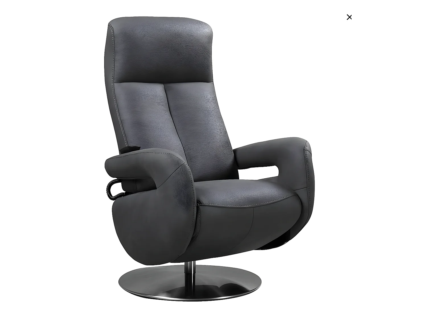 Fauteuil de relaxation électrique 2 moteurs en cuir avec têtière réglable Balbo-Couleur Gris foncé