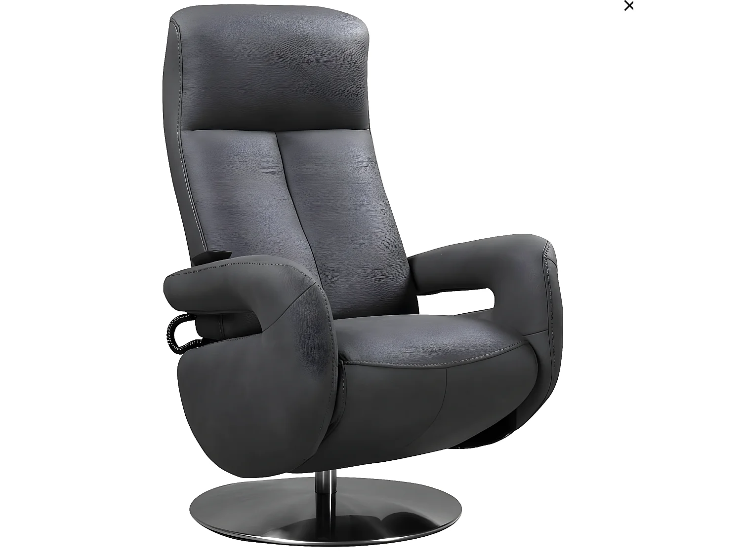 Fauteuil de relaxation électrique 2 moteurs en cuir avec têtière réglable Balbo-Couleur Gris foncé