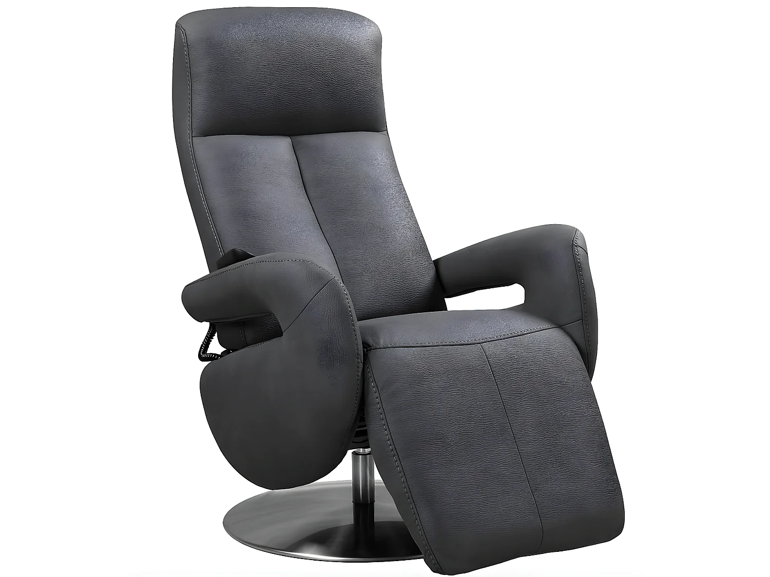 Fauteuil de relaxation électrique 2 moteurs en cuir avec têtière réglable Balbo-Couleur Gris foncé