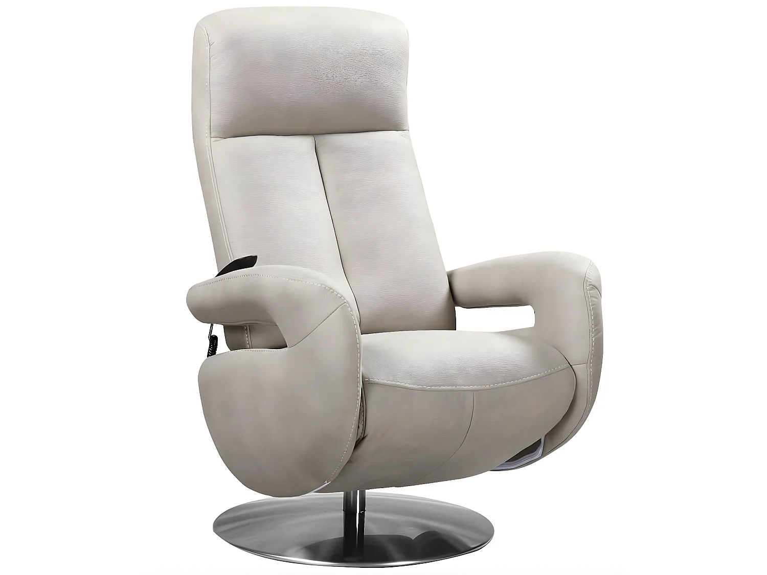 Fauteuil de relaxation électrique 2 moteurs en cuir avec têtière réglable Balbo-Couleur Gris foncé