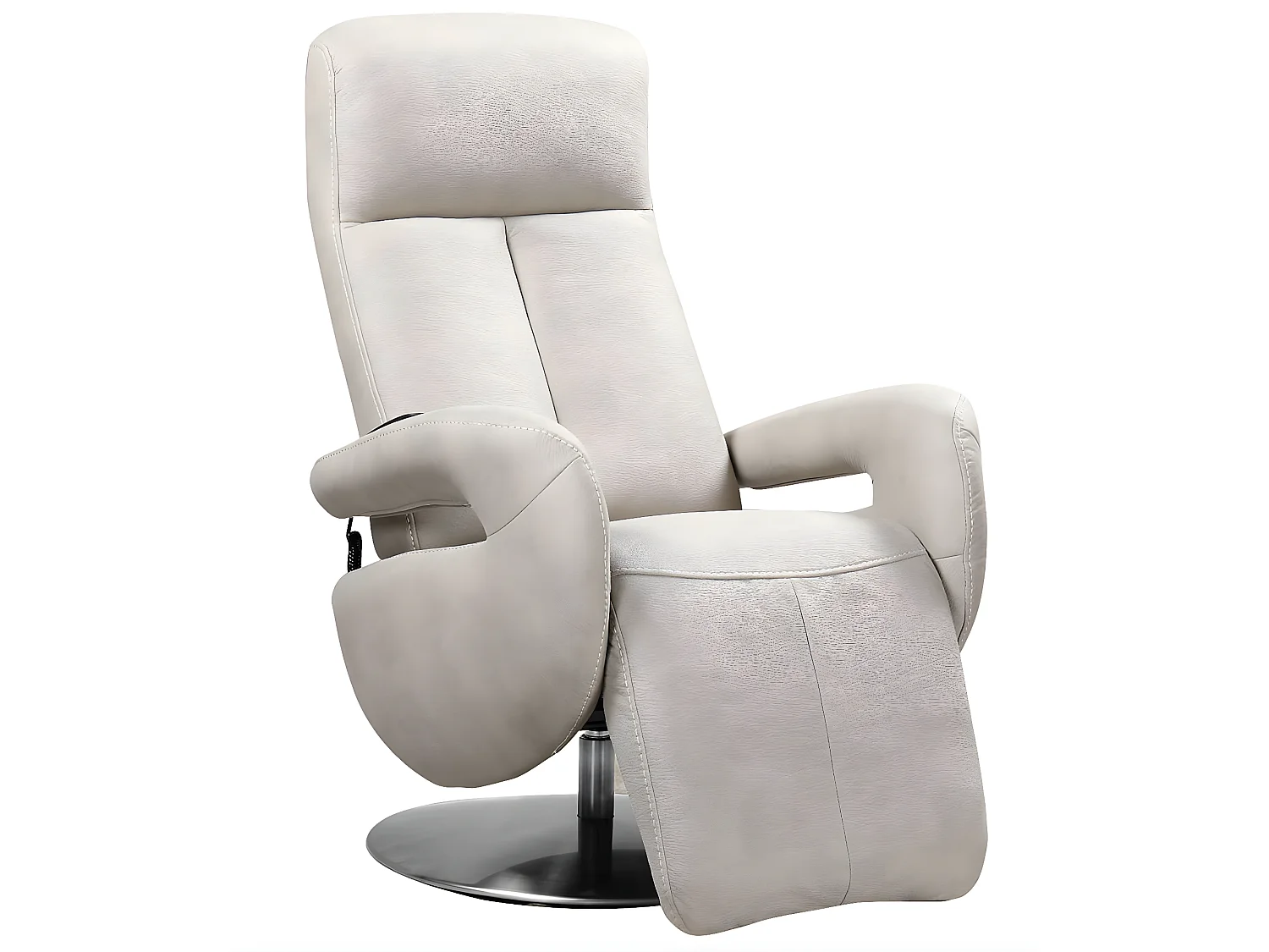 Fauteuil de relaxation électrique 2 moteurs en cuir avec têtière réglable Balbo-Couleur Gris foncé