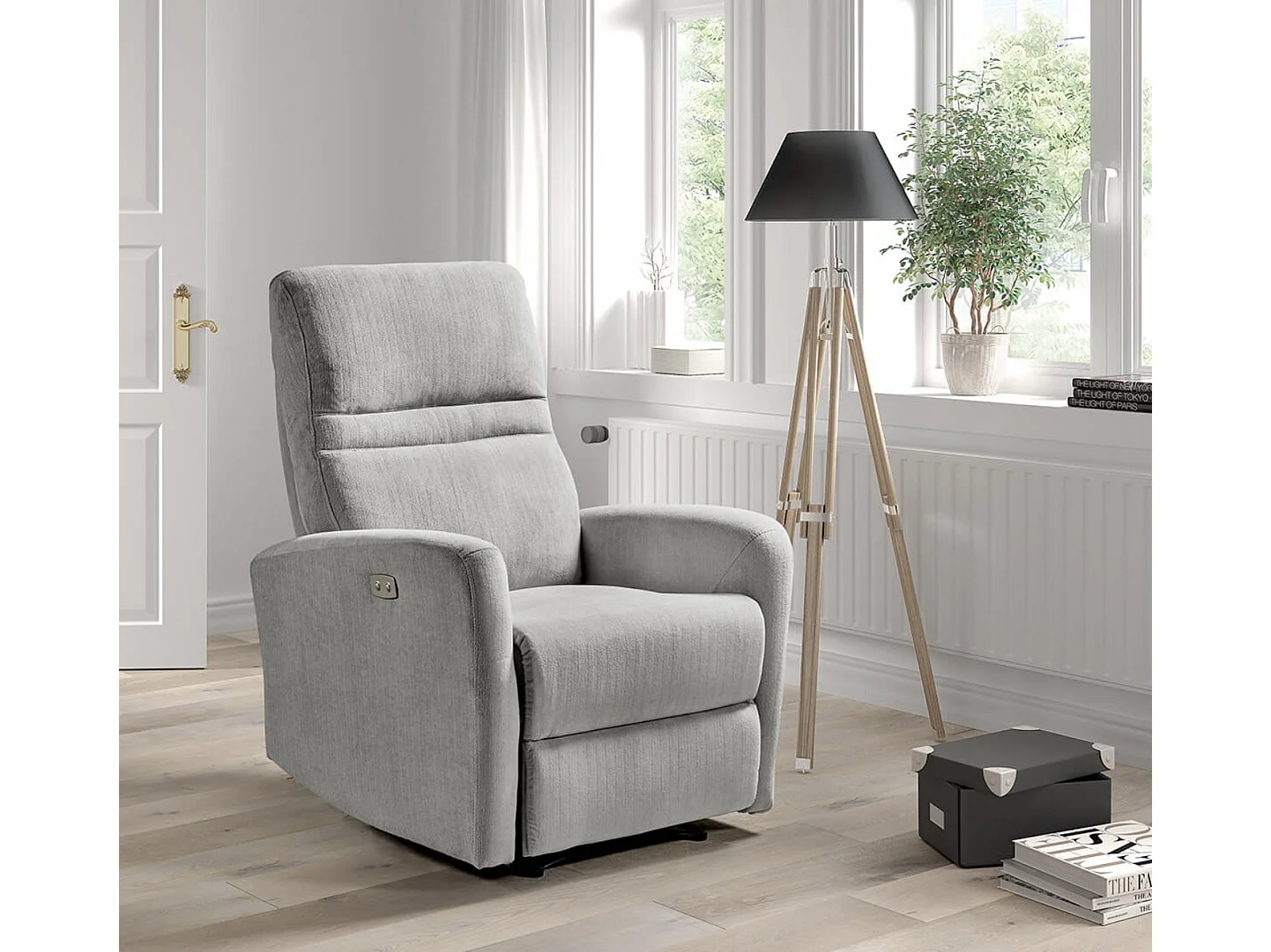 Fauteuil de relaxation électrique microfibre Kali-Couleur Gris clair