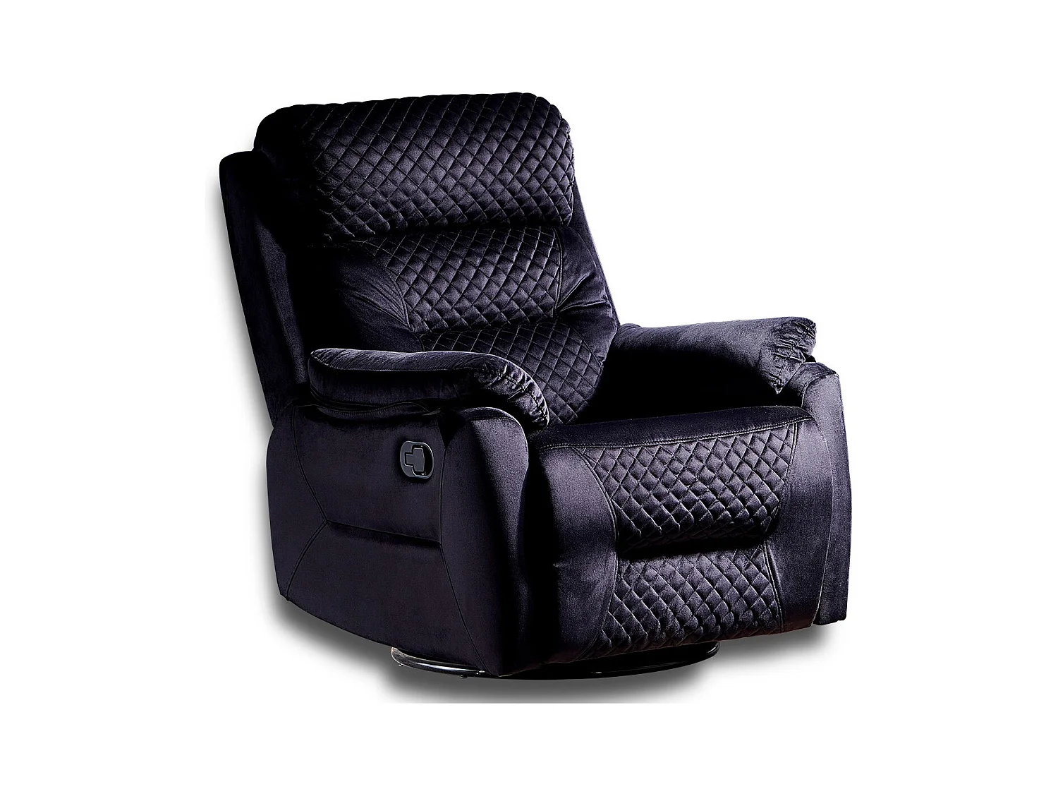 Fauteuil de relaxation à mécanisme manuel tissu matelassé Keva 80cm-Couleur Noir