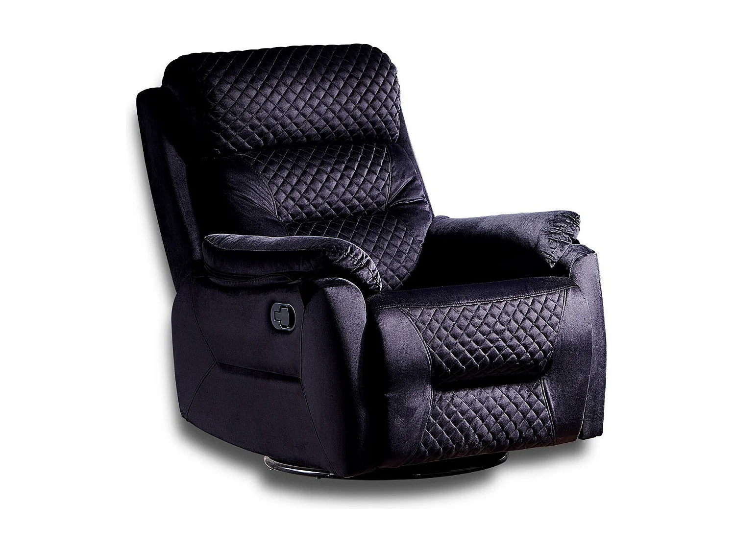 Fauteuil de relaxation à mécanisme manuel tissu matelassé Keva 80cm-Couleur Noir