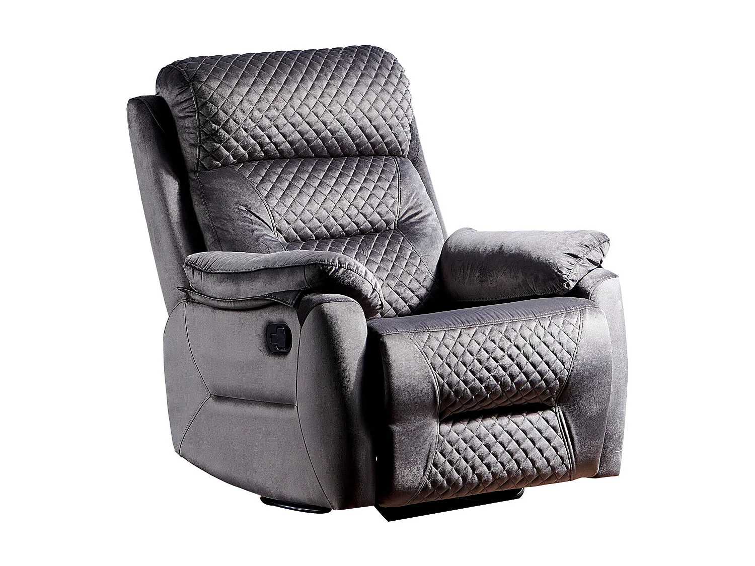 Fauteuil de relaxation à mécanisme manuel tissu matelassé Keva 80cm-Couleur Gris