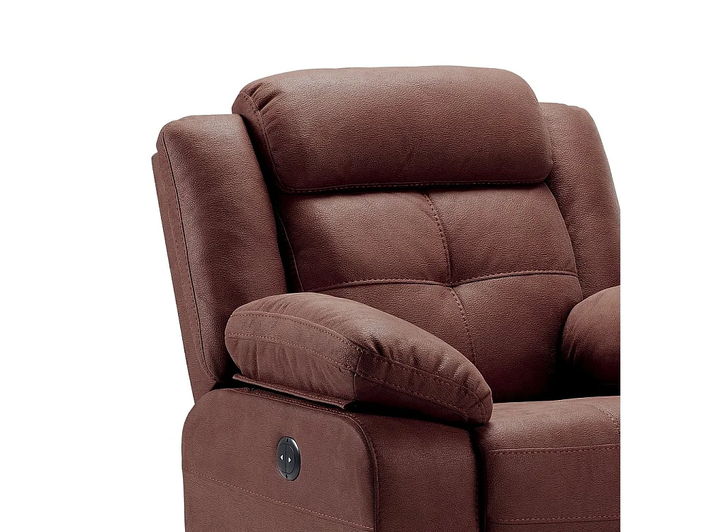 Fauteuil de relaxation électrique nubuck chocolat Pinya
