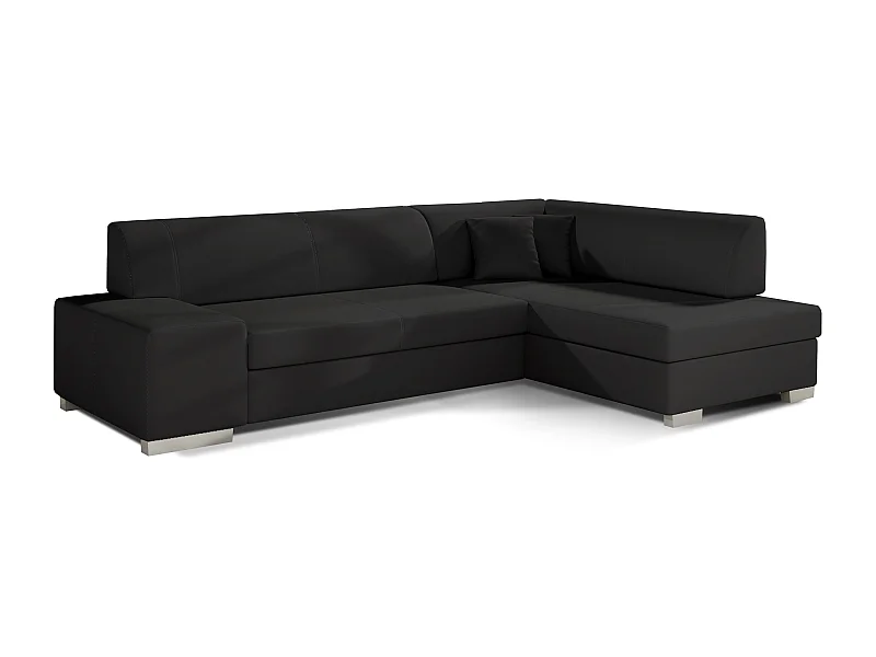 Canapé convertible angle droit simili cuir noir Polky 272cm