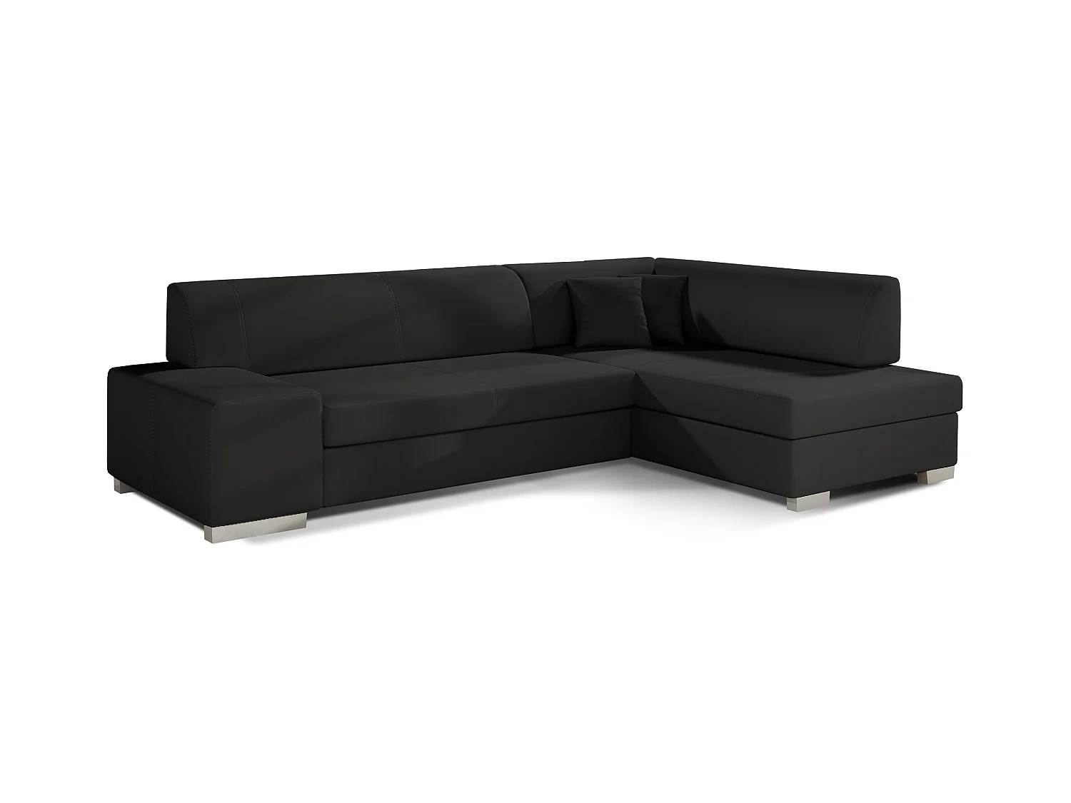 Canapé convertible angle droit simili cuir noir Polky 272cm