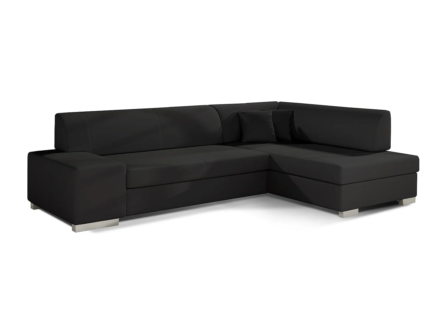 Canapé convertible angle droit simili cuir noir Polky 272cm