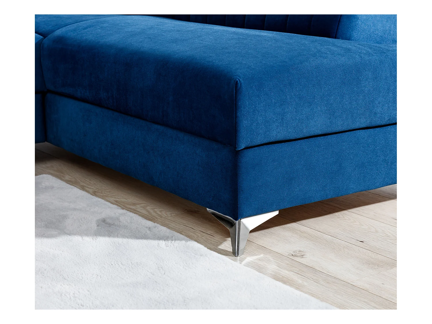 Canapé angle gauche convertible avec appuis-tête réglables velours gris clair Lozan 275cm