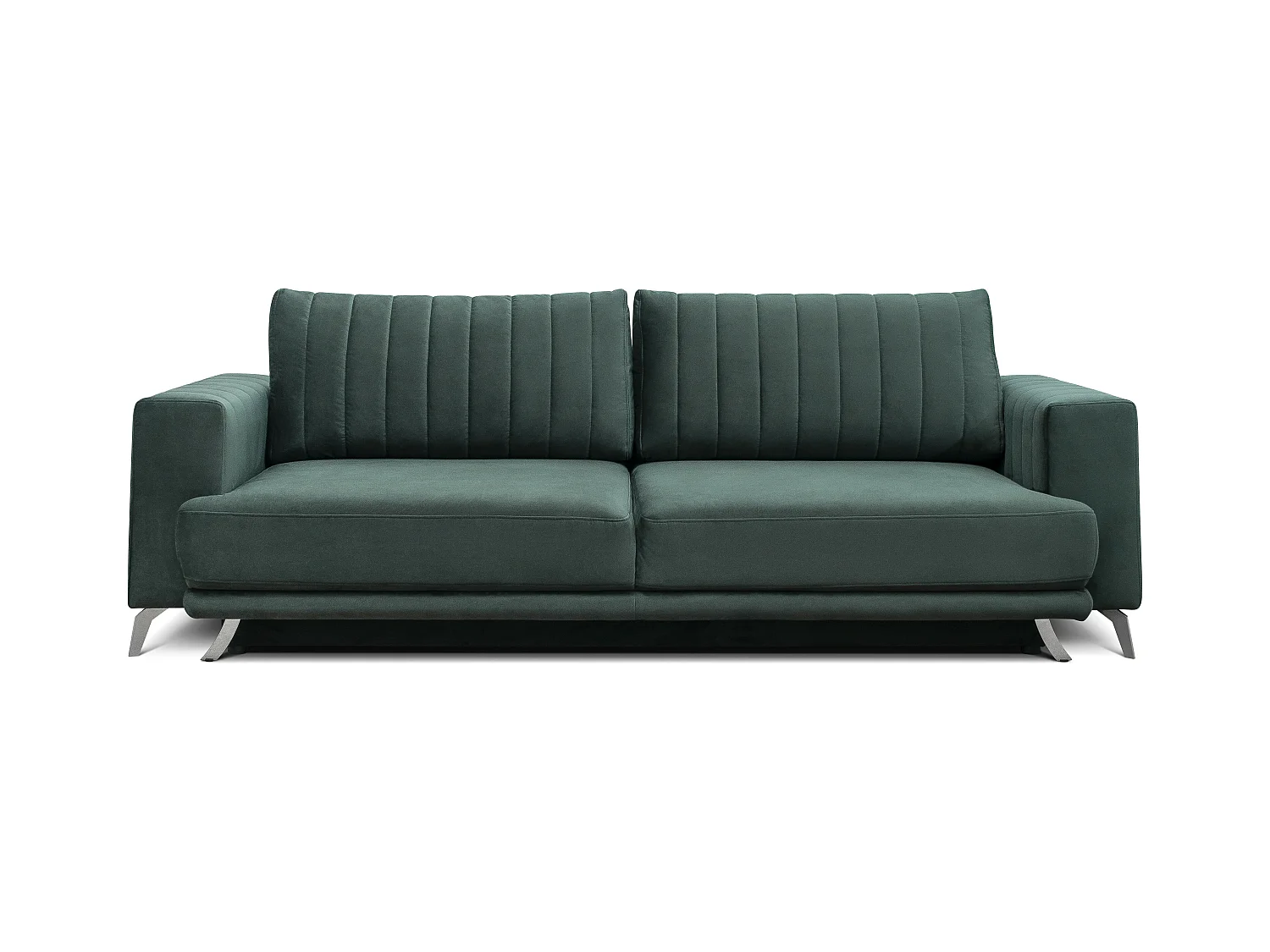 Canapé convertible design 3-4 places tissu noir et pieds acier chromé Eliza 250cm