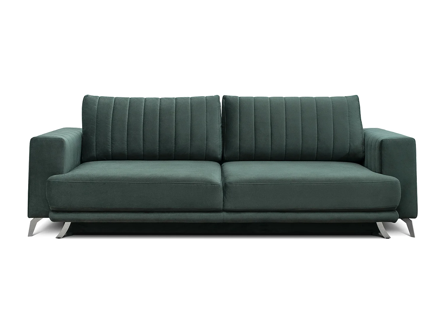 Canapé convertible design 3-4 places tissu noir et pieds acier chromé Eliza 250cm