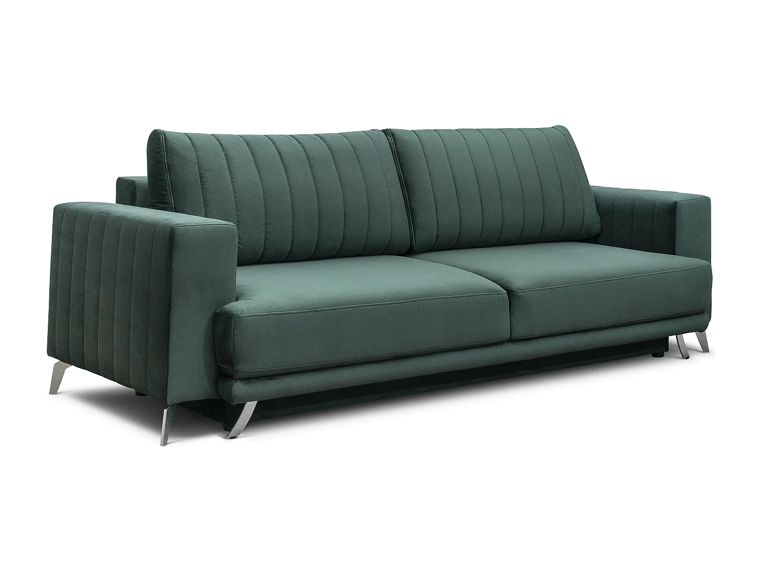 Canapé convertible design 3-4 places tissu noir et pieds acier chromé Eliza 250cm