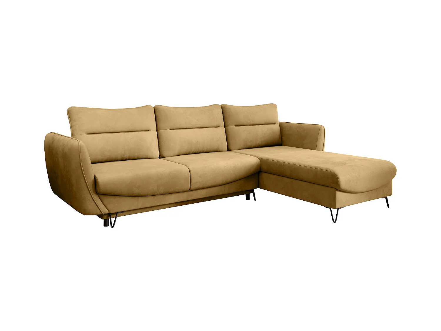 Converteerbare hoekbank rechts in zachtgele stof Zurik 276 cm