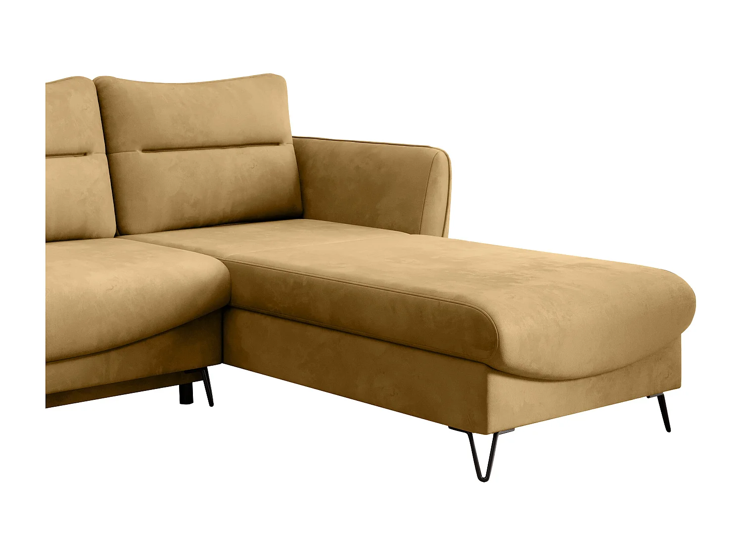 Converteerbare hoekbank rechts in zachtgele stof Zurik 276 cm