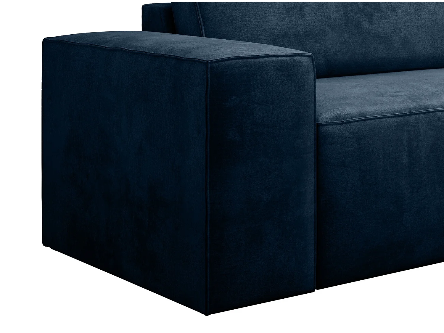 Canapé convertible 4 places tissu doux bleu nuit Willace 260cm