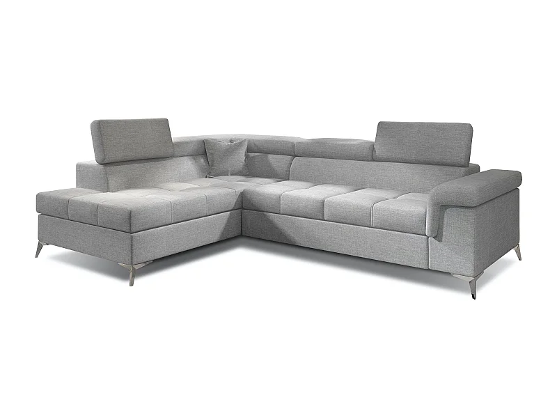 Canapé d'angle gauche convertible tissu gris clair Marido 275cm