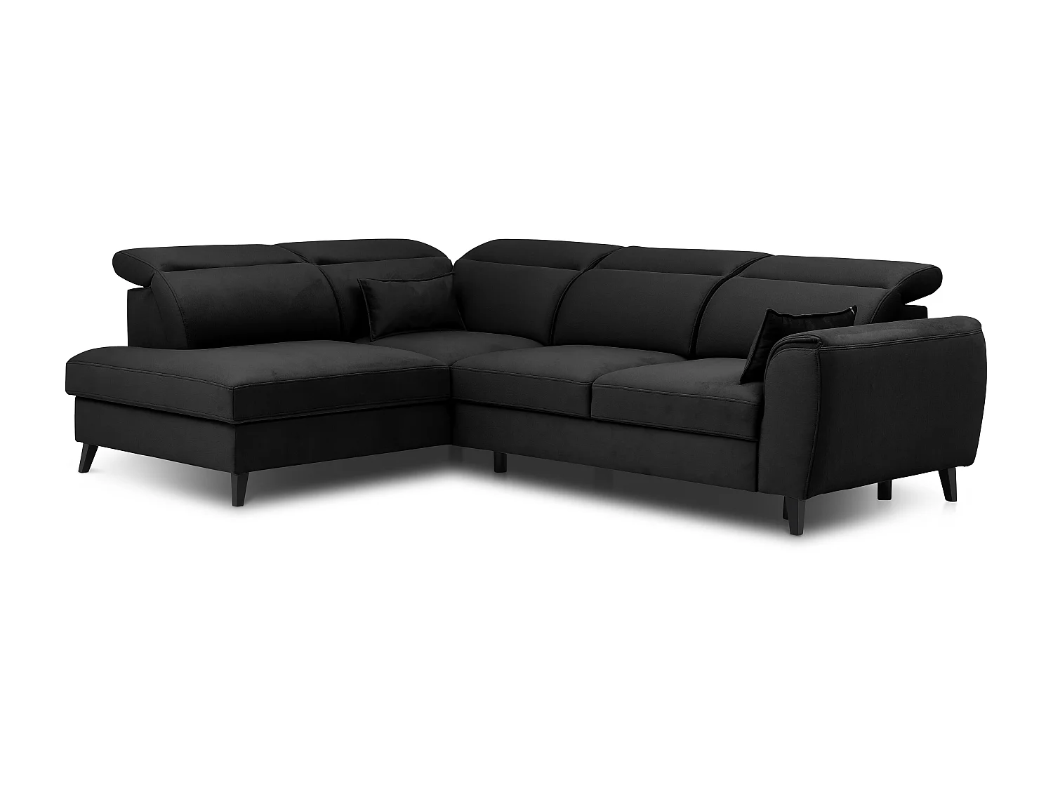 Canapé d'angle gauche convertible tissu noir Noblesse 255cm 2