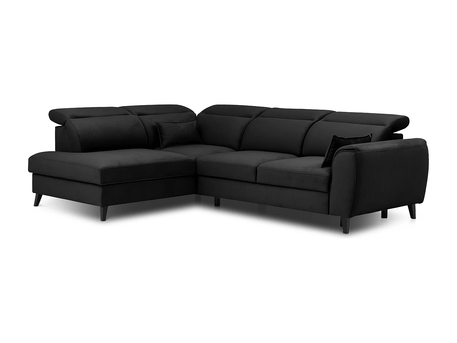 Canapé d'angle gauche convertible tissu noir Noblesse 255cm 2