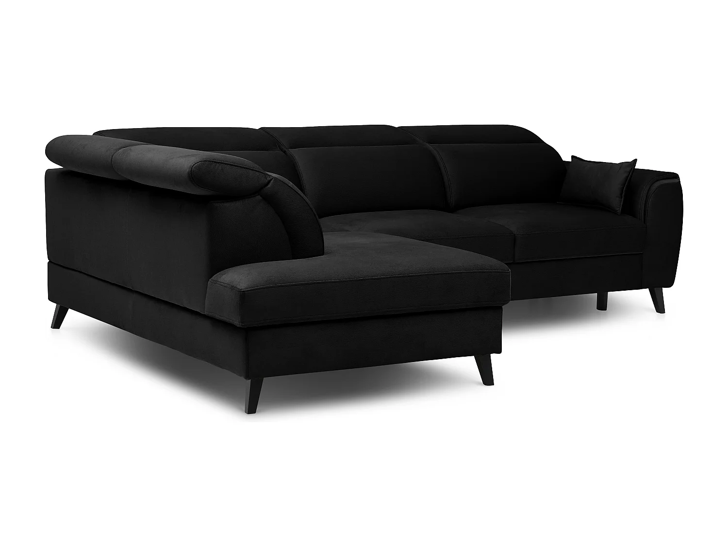 Canapé d'angle gauche convertible tissu noir Noblesse 255cm 2