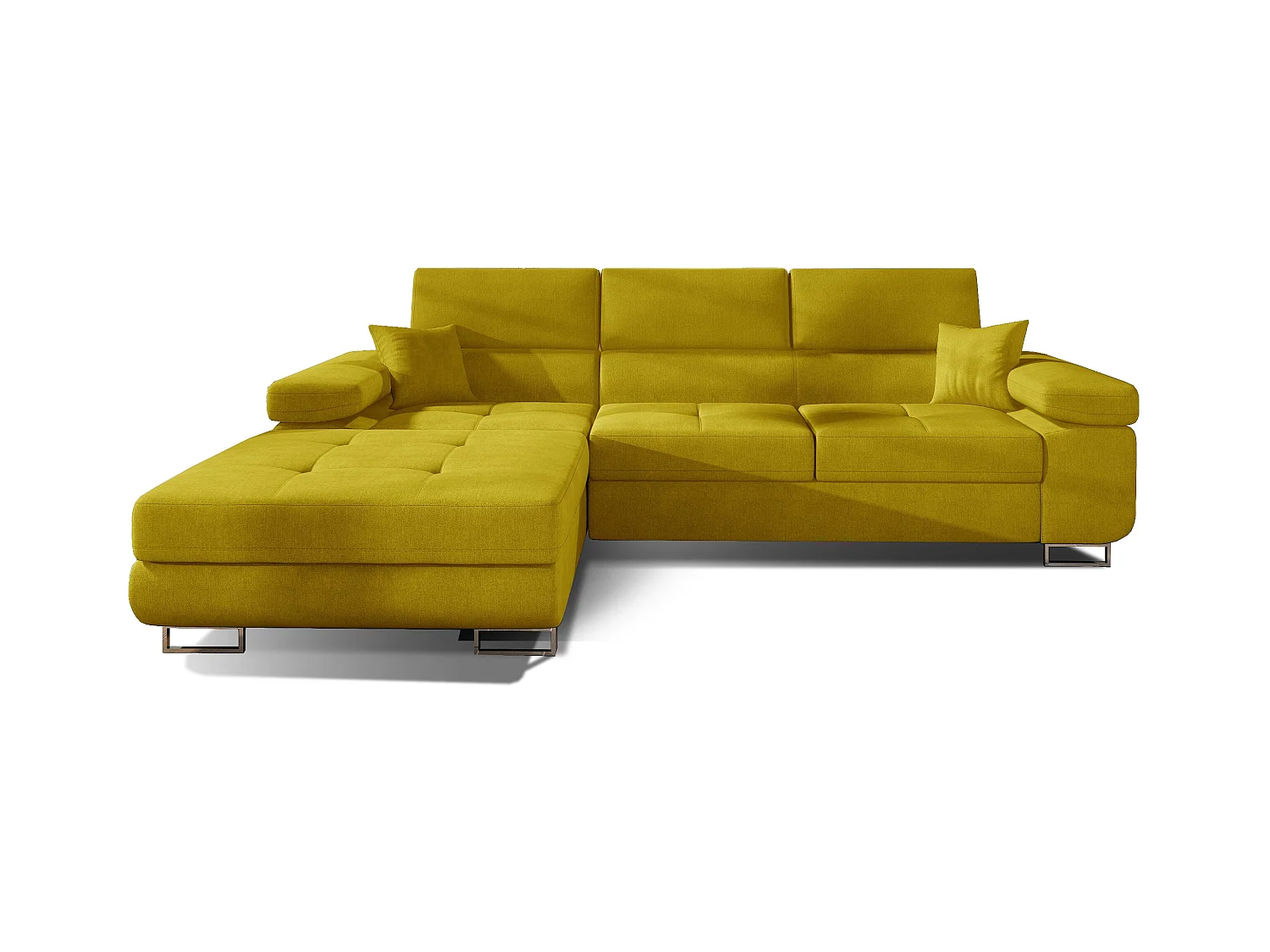 Canapé convertible d'angle gauche tissu jaune avec rangement Wile 280cm