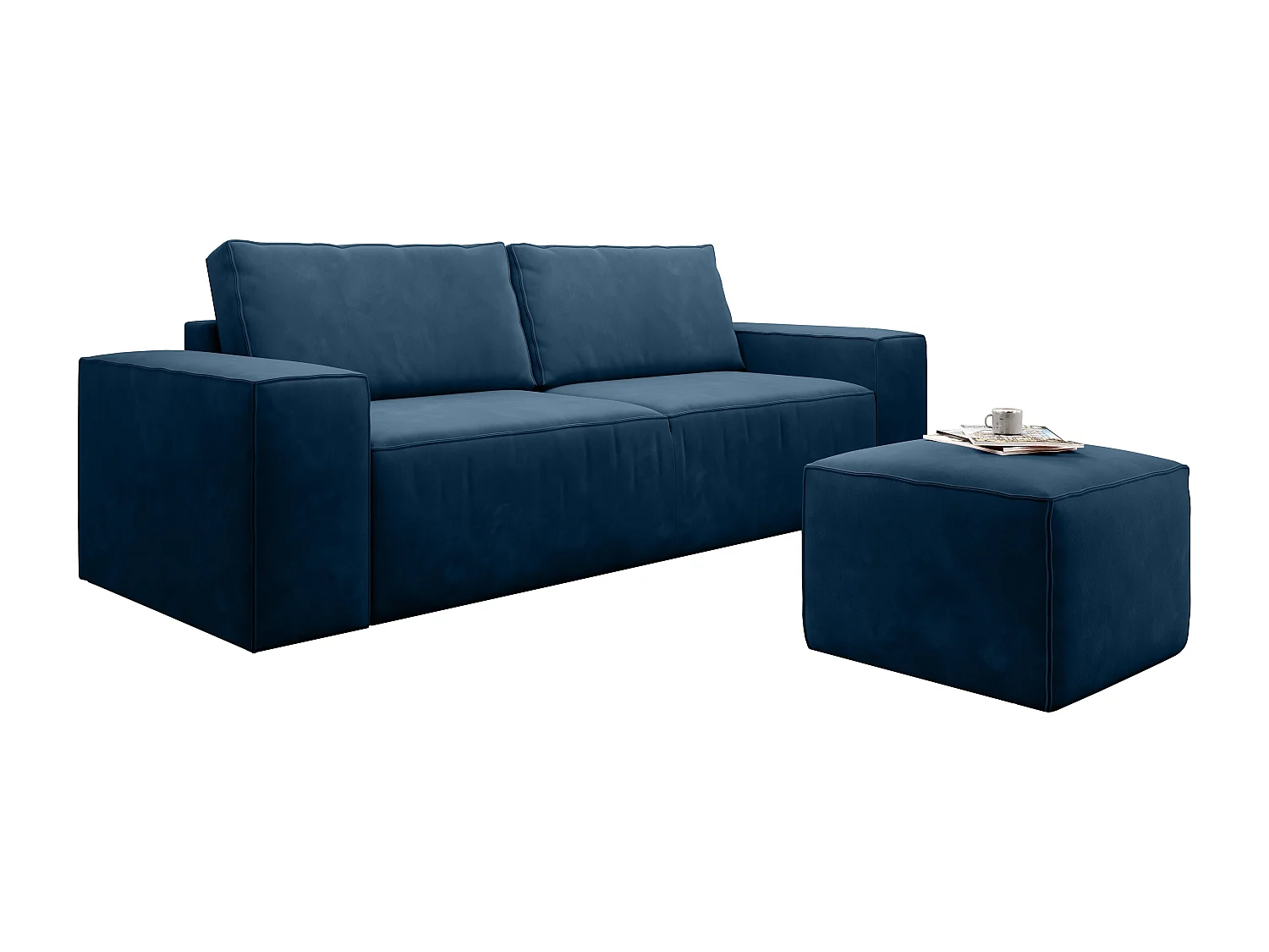 Canapé convertible 4 places tissu bleu foncé Willace 260cm