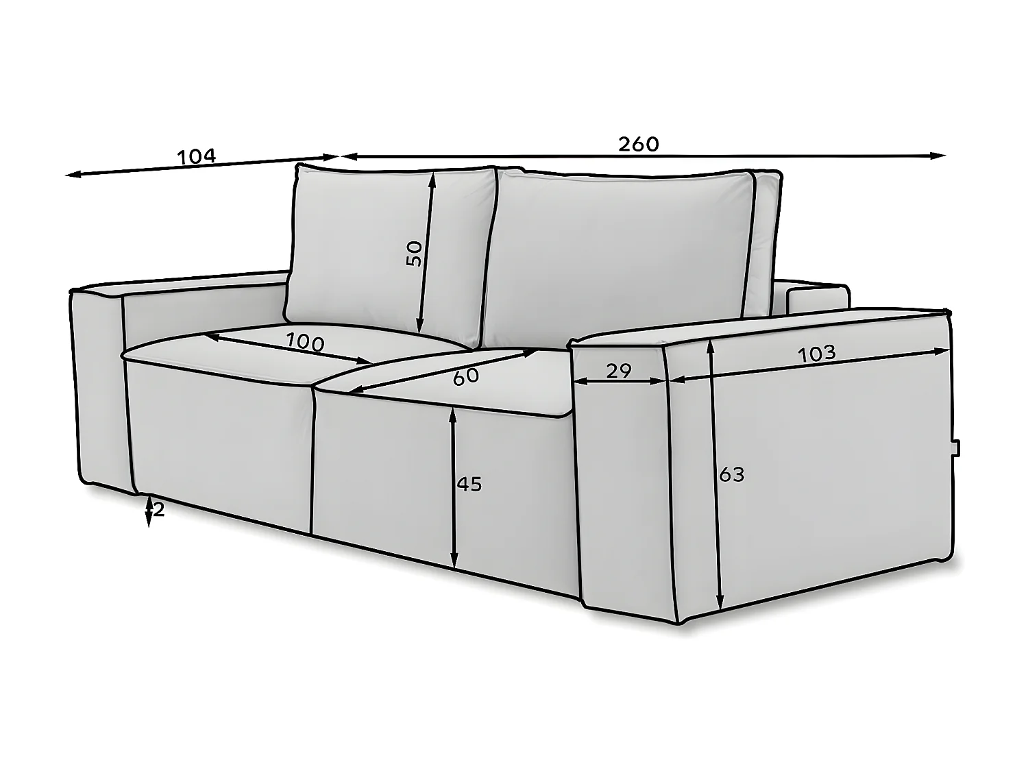 Canapé convertible 4 places tissu bleu foncé Willace 260cm