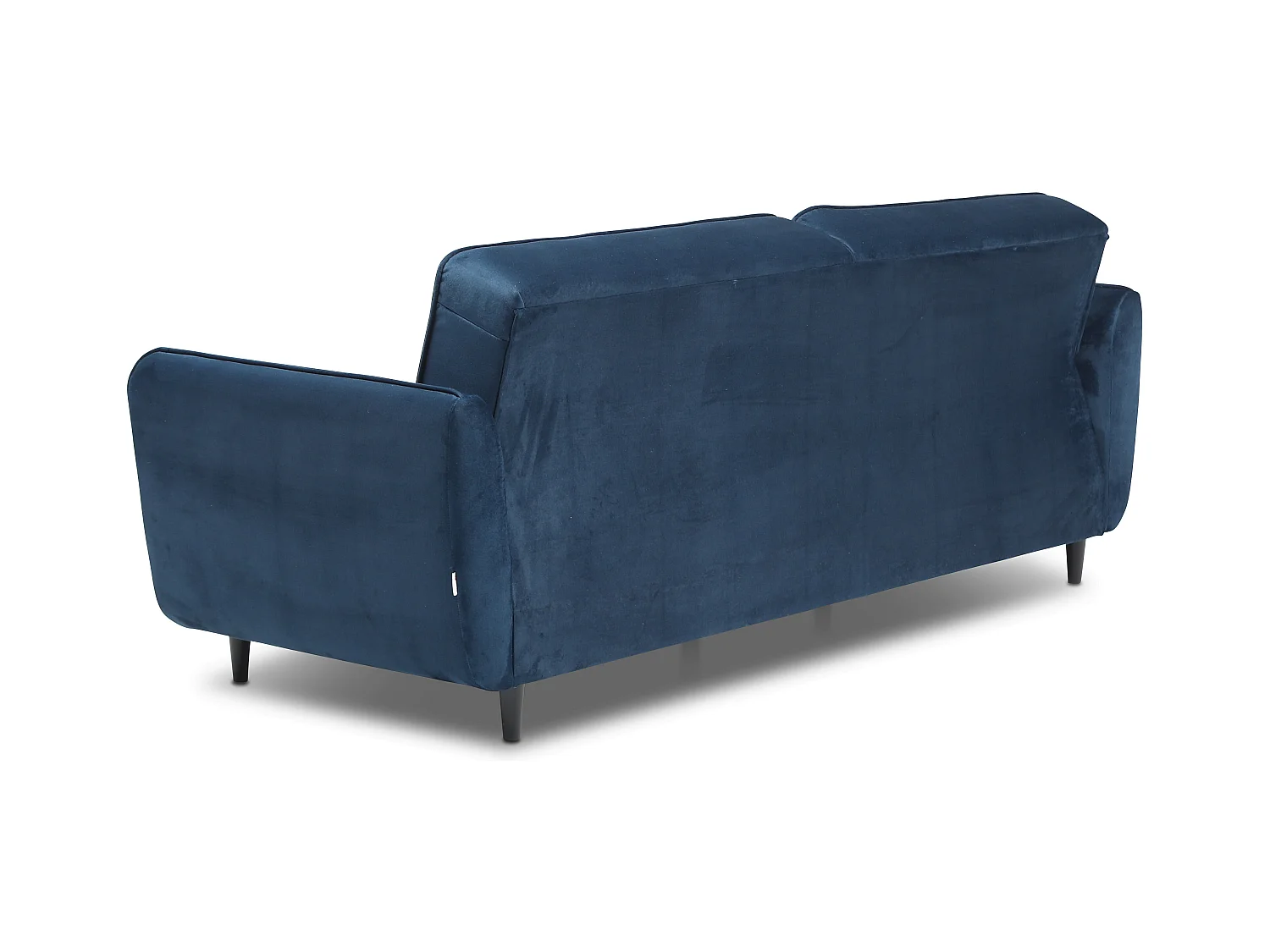 Canapé convertible 3 places tissu doux vert foncé capitonné et pieds bois noir Bizza 220cm