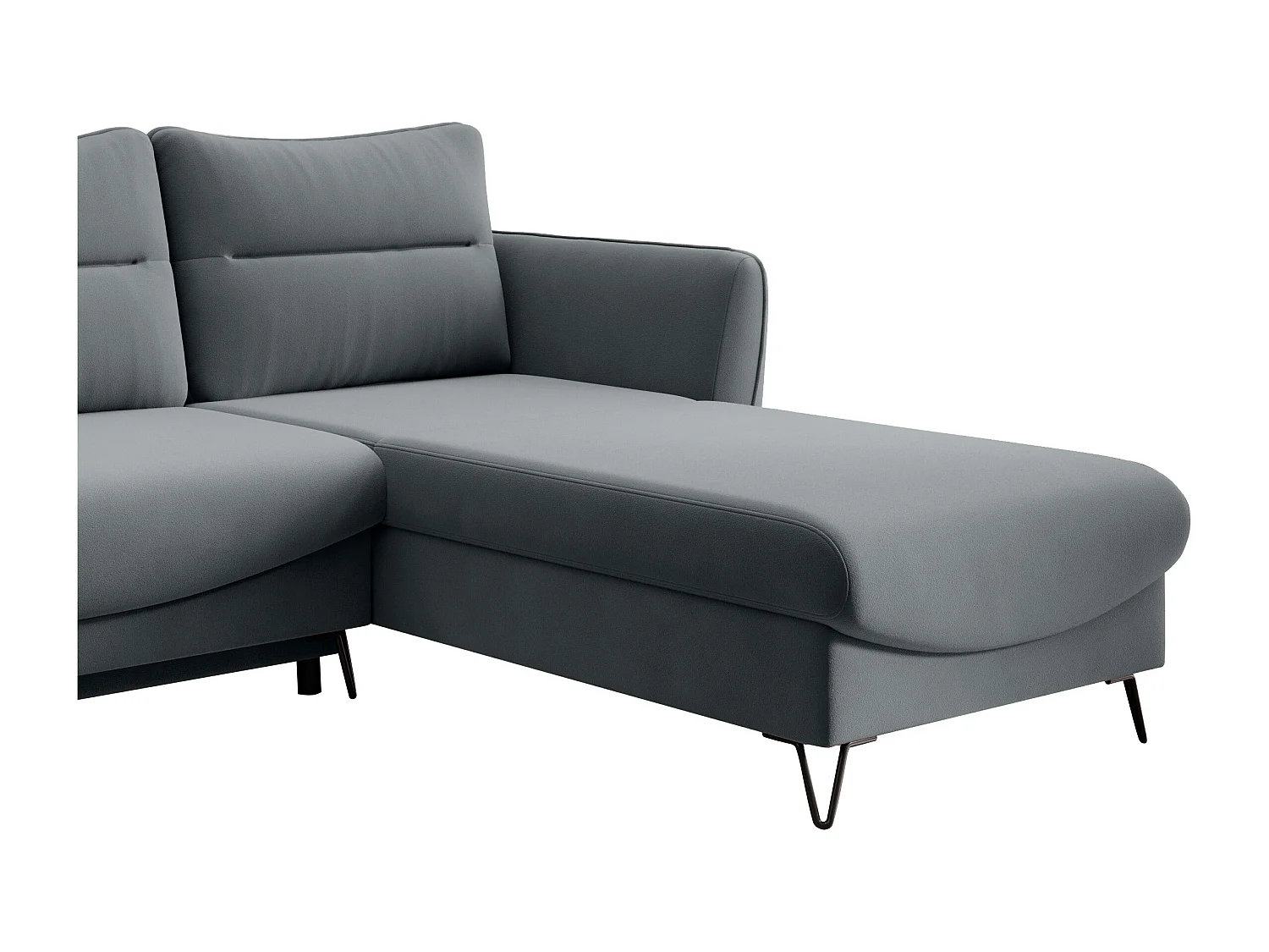 Canapé d'angle droit convertible velours gris Zurik 276cm