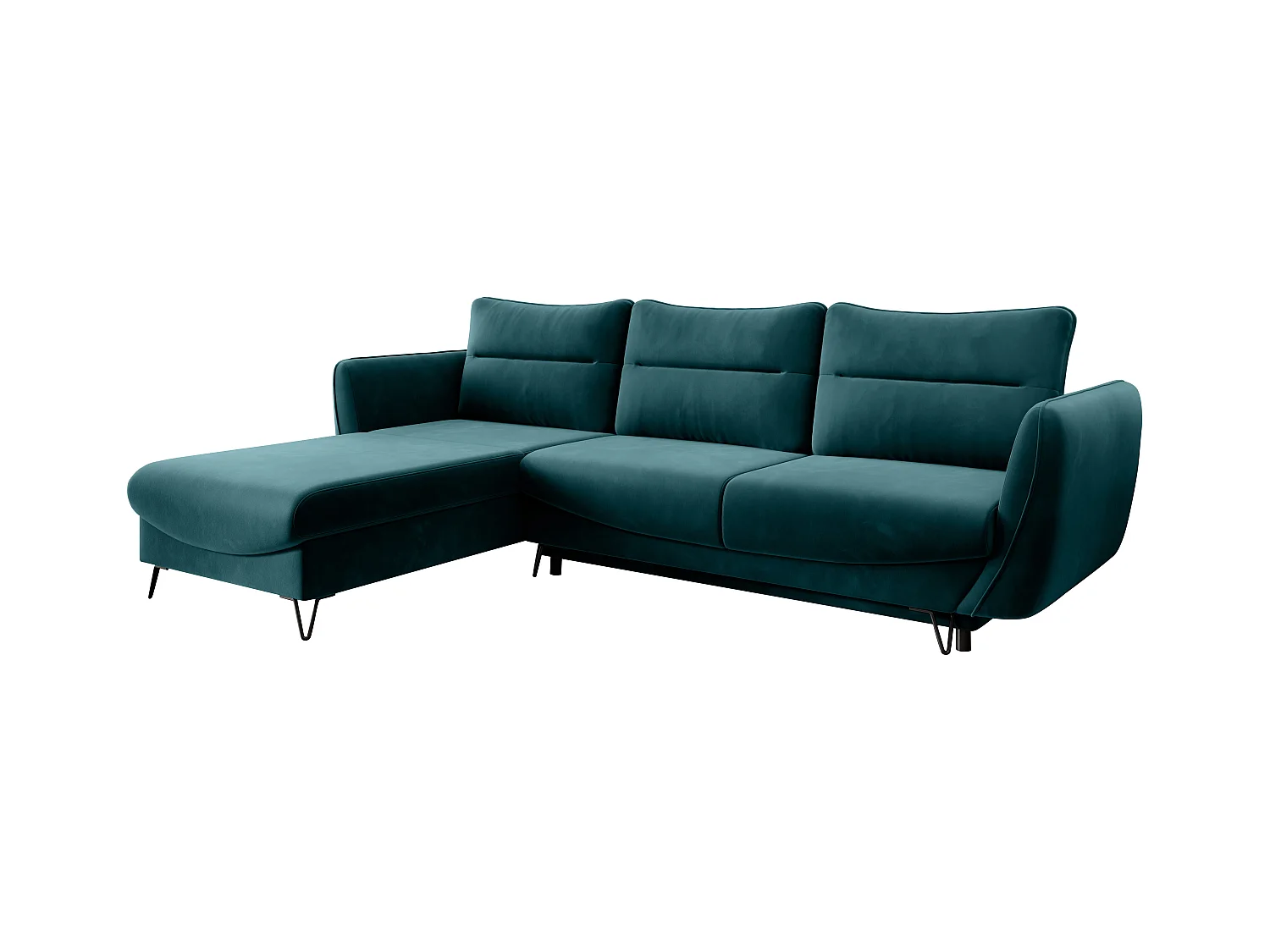 Canapé d'angle gauche convertible tissu vert épinard Zurik 276cm