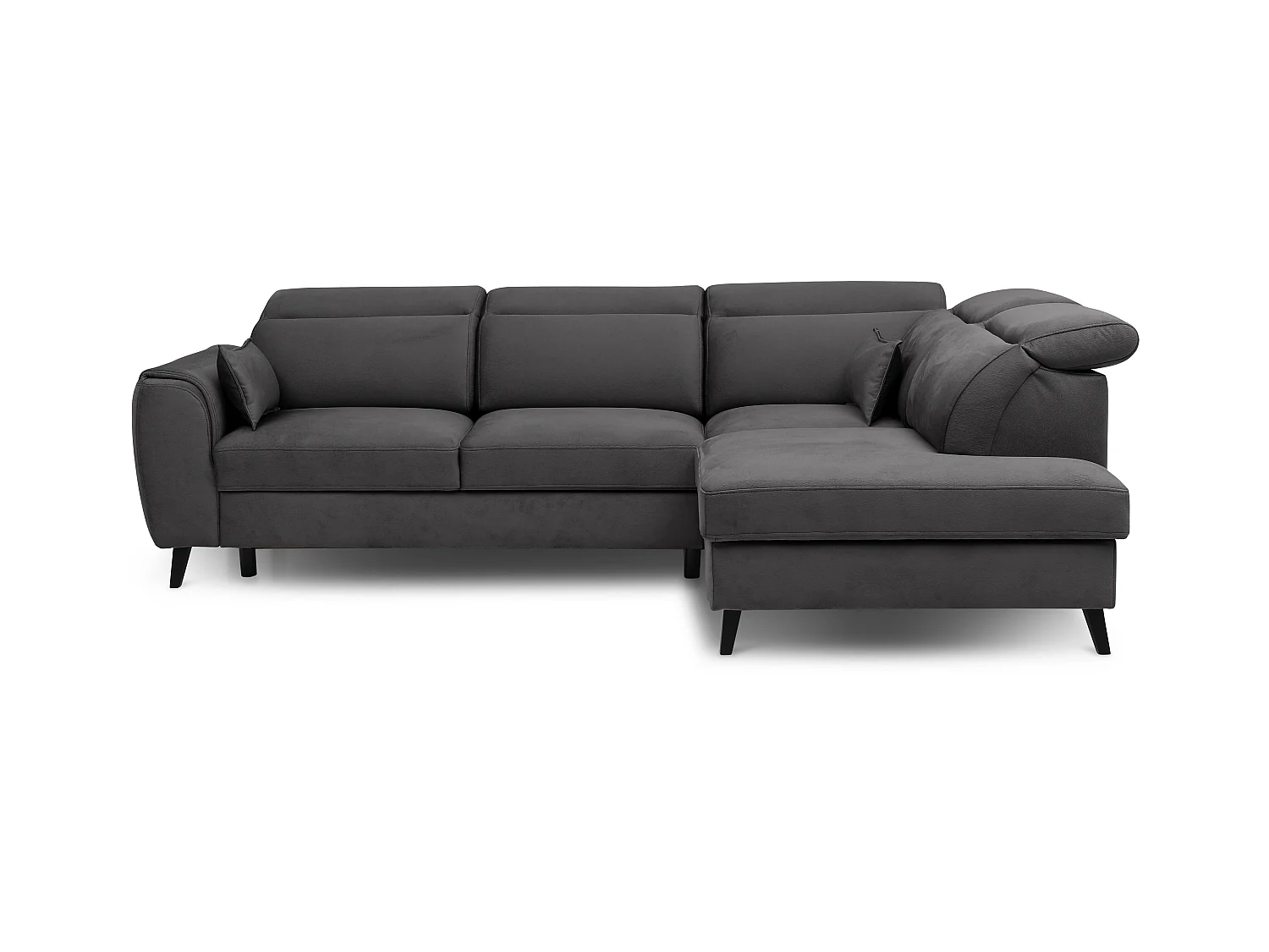 Canapé d'angle droit convertible tissu gris anthracite Noblesse 255cm
