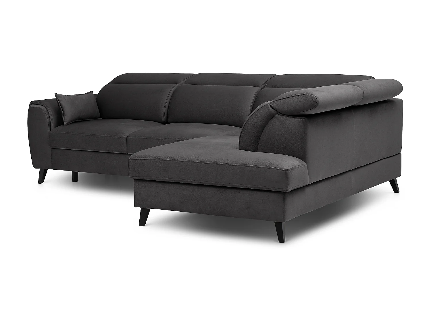 Canapé d'angle droit convertible tissu gris anthracite Noblesse 255cm