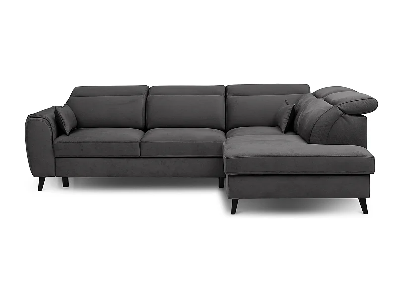 Canapé d'angle droit convertible tissu gris anthracite Noblesse 255cm