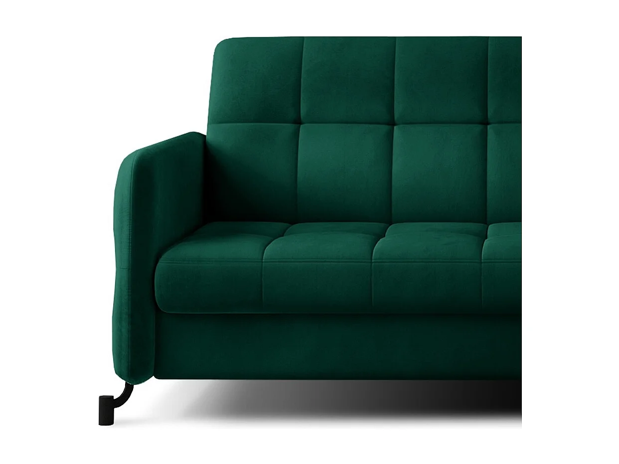 Canapé d'angle convertible velours avec coffre de rangement LORI-Vert épinard-angle droit