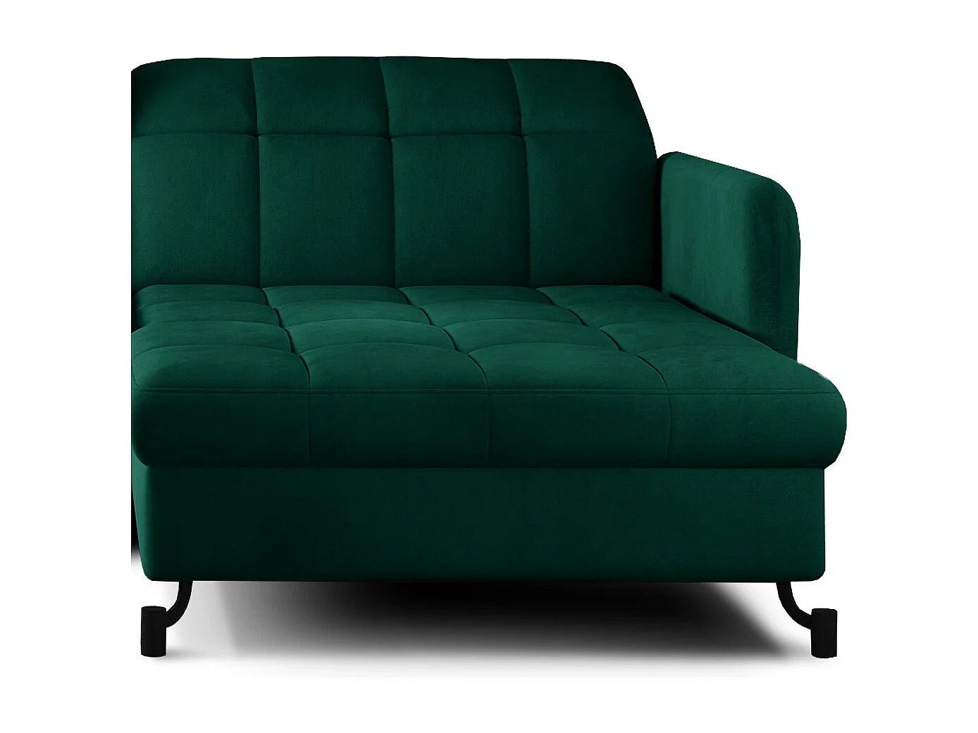 Canapé d'angle convertible velours avec coffre de rangement LORI-Vert épinard-angle droit