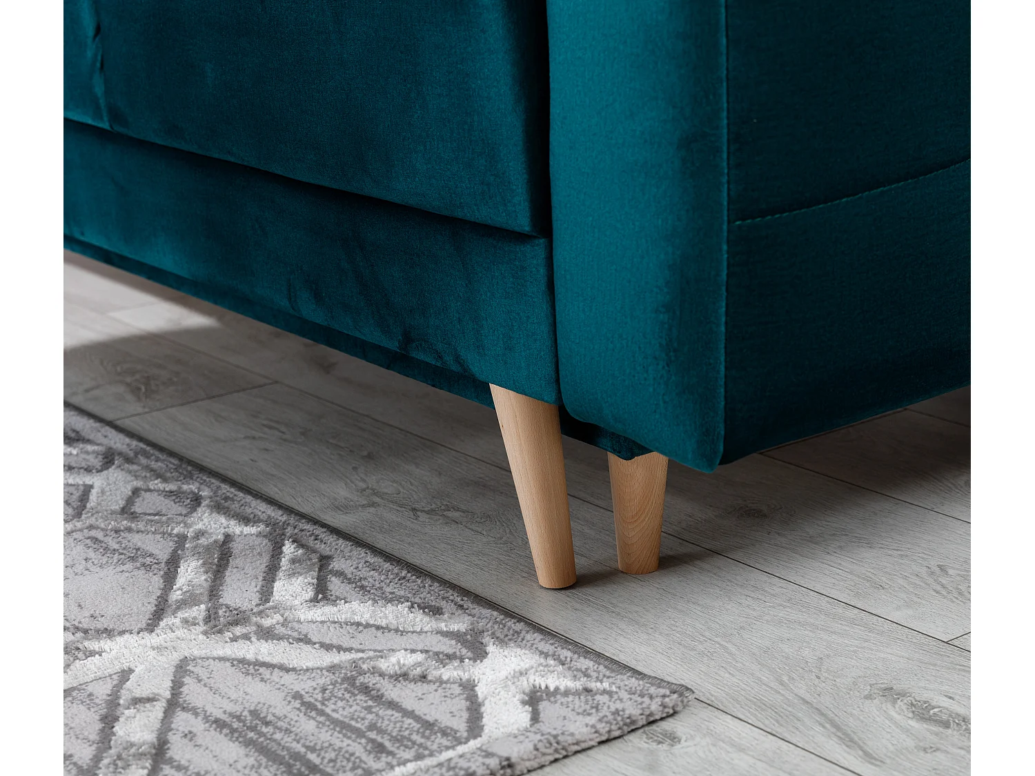 Canapé 3 places convertible matelassé tissu gris clair Anska 235cm