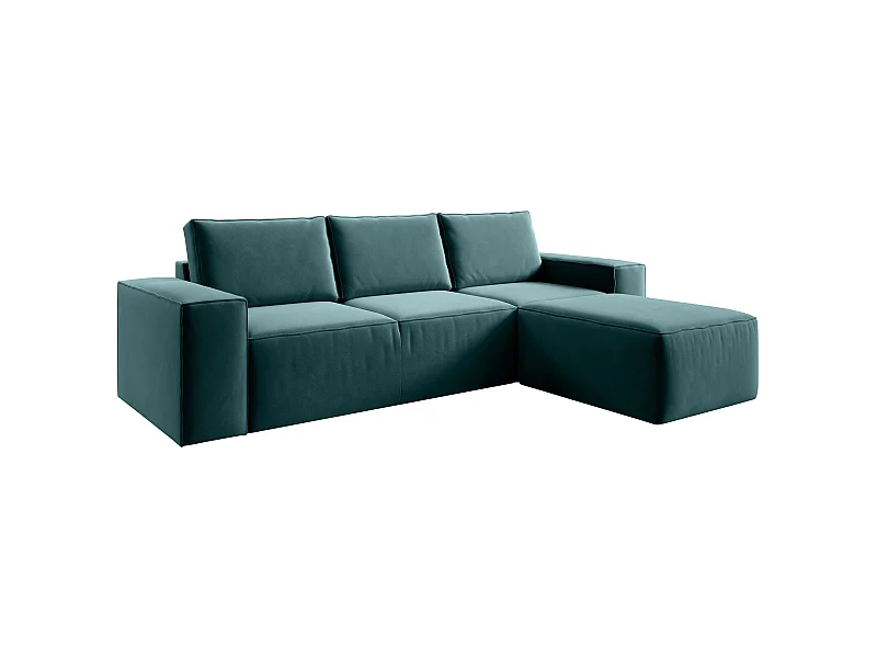 Canapé d'angle gauche convertible moderne velours vert Willace 302cm
