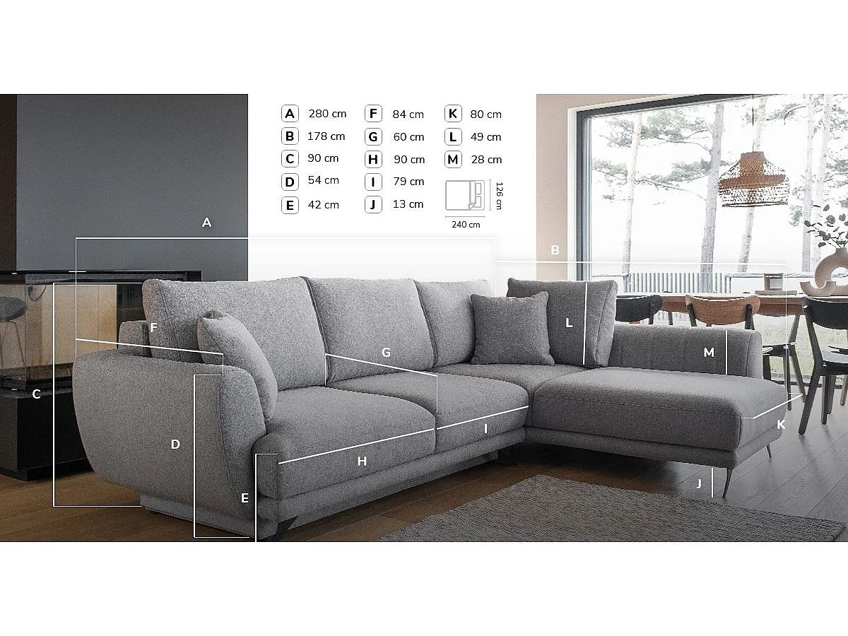 Canapé d'angle gauche convertible 5 places en tissu beige SAVARY