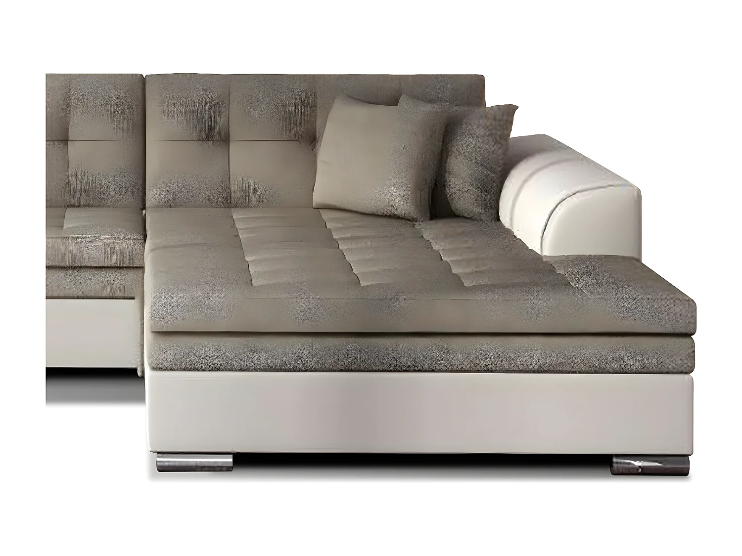 Canapé d'angle droit convertible 4 places tissu et simili beige Looka 295cm