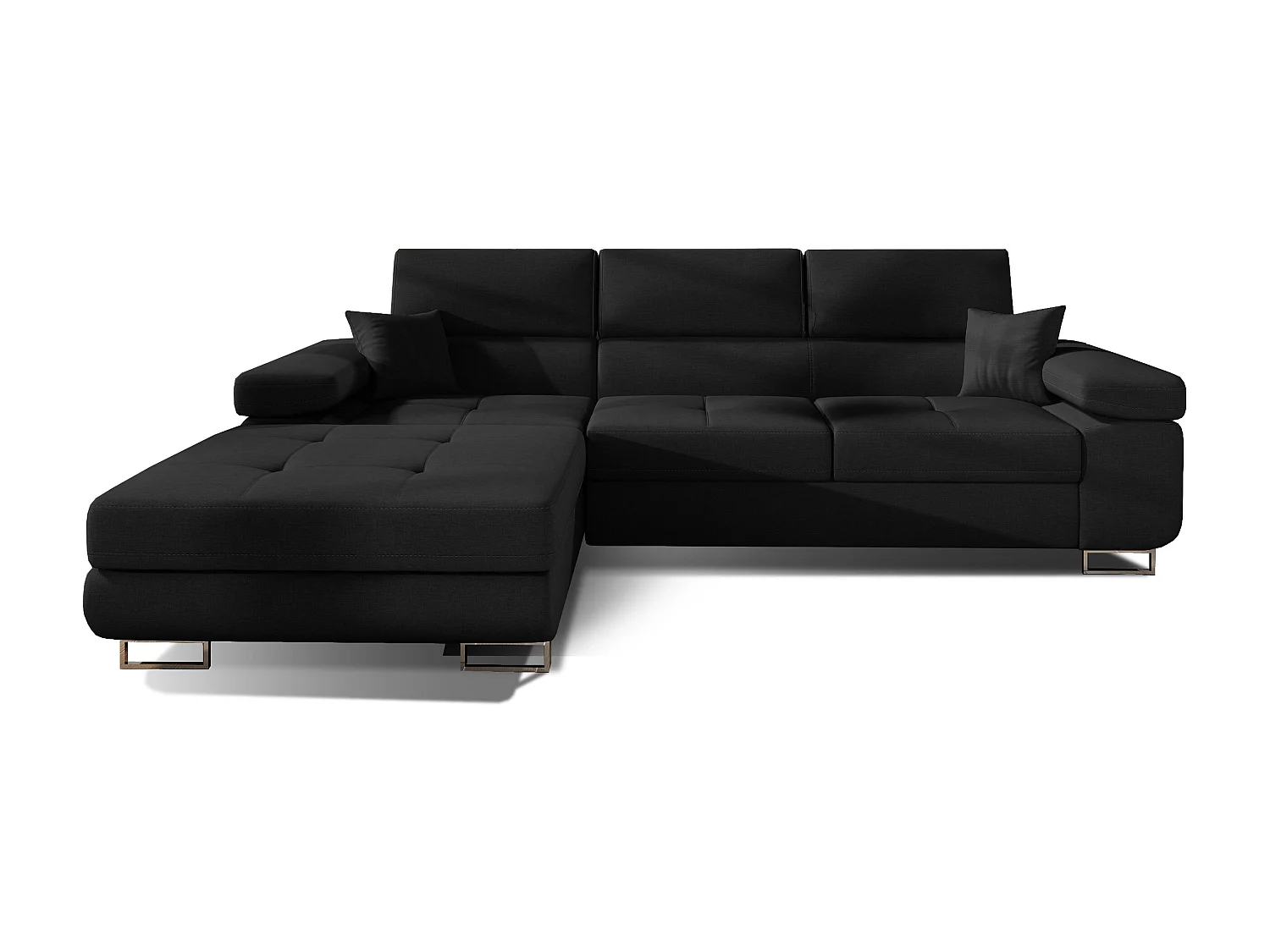 Canapé convertible d'angle gauche tissu noir avec rangement Wile 280cm