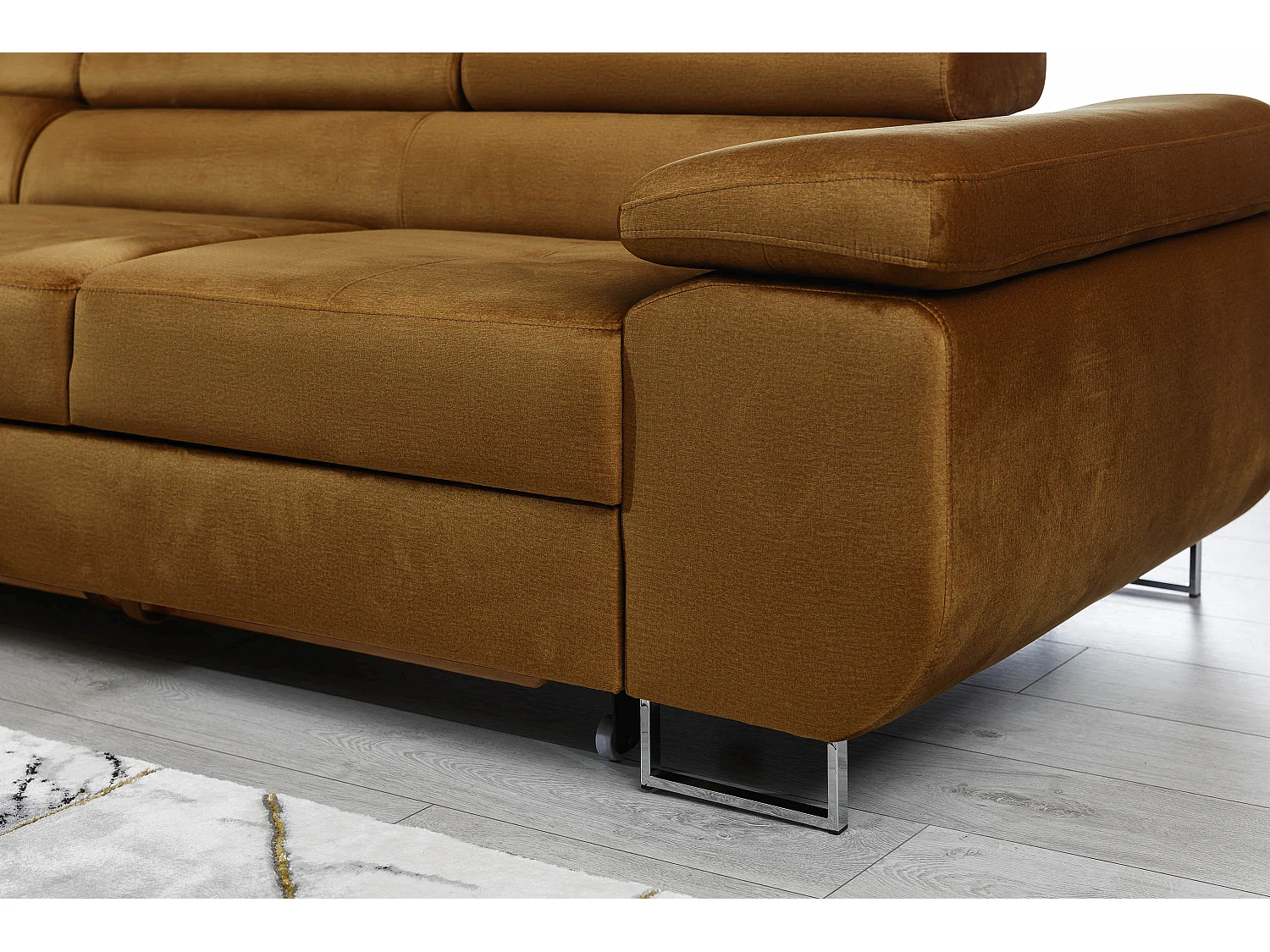 Canapé convertible d'angle gauche tissu noir avec rangement Wile 280cm