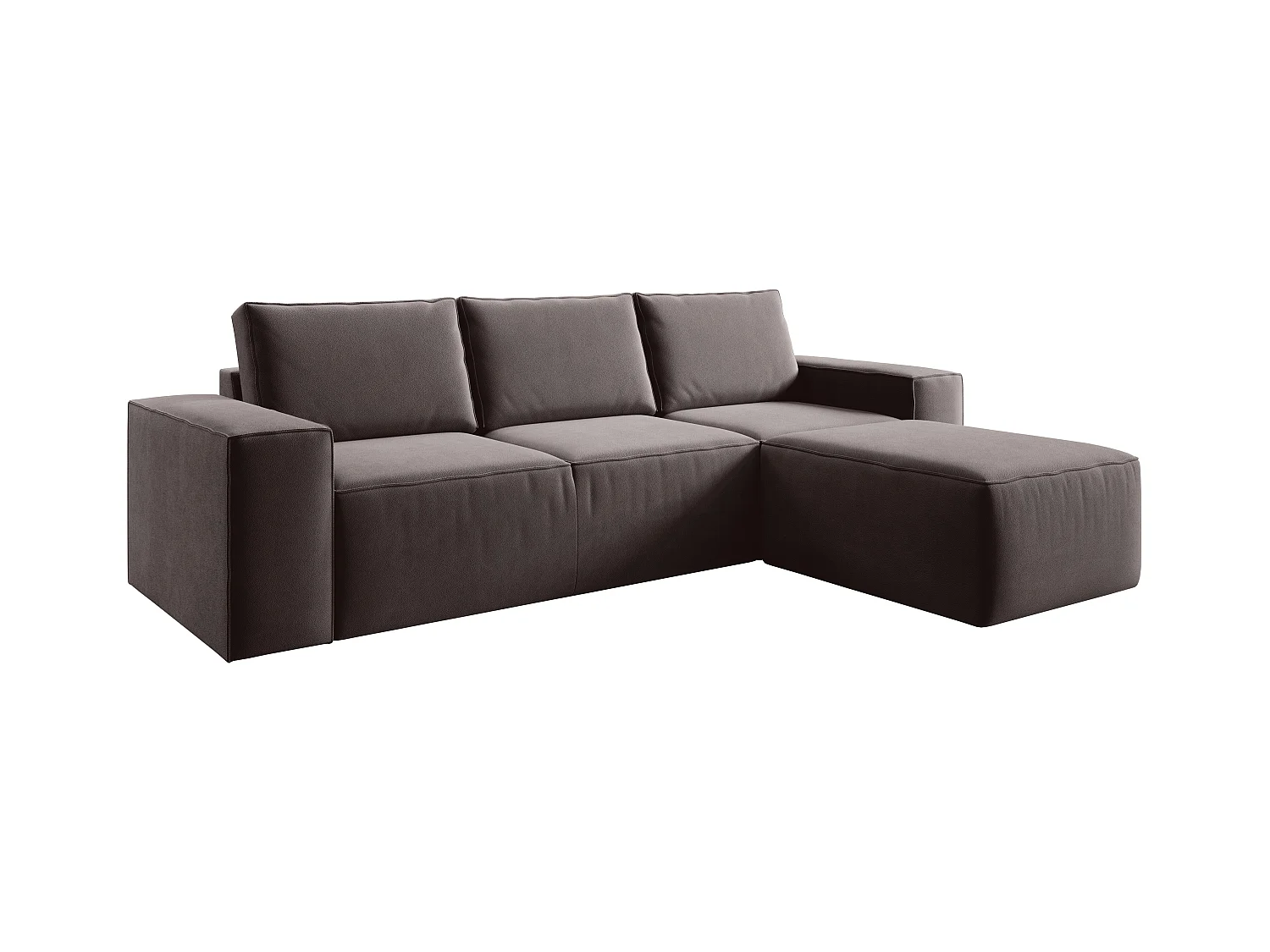 Canapé d'angle droit convertible moderne tissu marron Willace 302cm